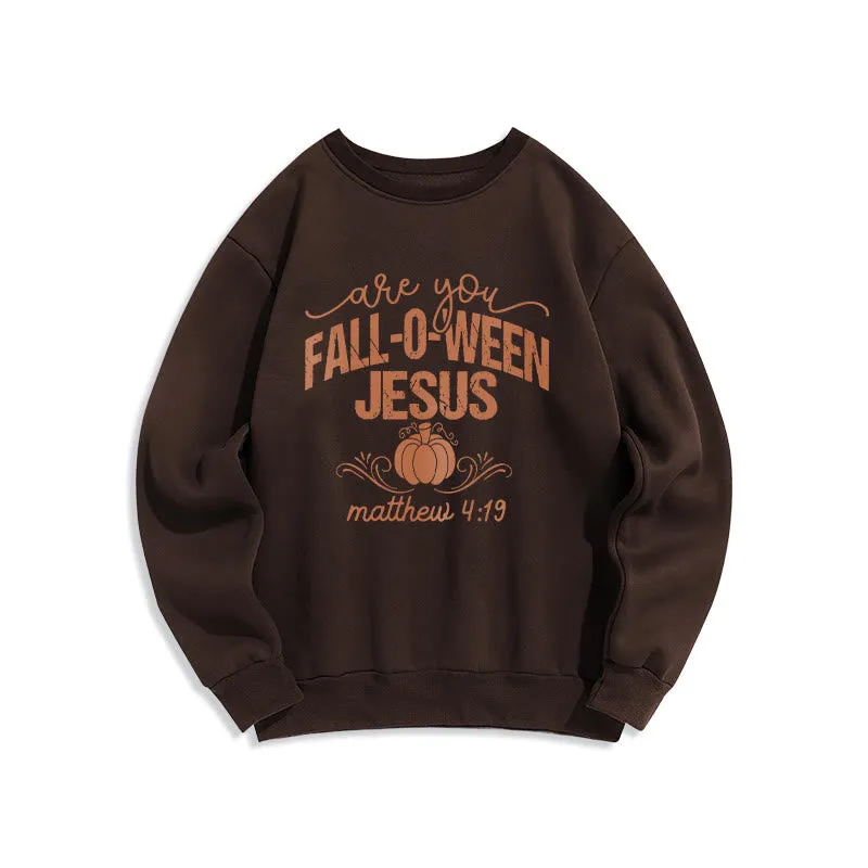 Christianartworkshop Fall for Jesus Pumpkin Faith Fleece Lined Polyester Sweatshirt sold by Christian Art Workshop product image thumbnail 3
