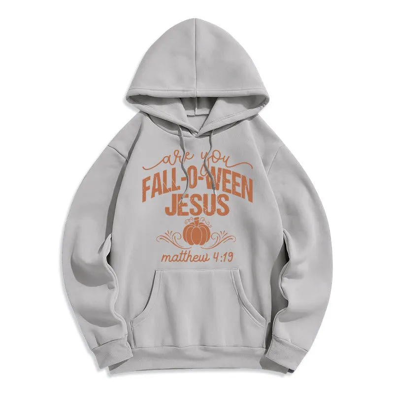 Christianartworkshop Fall for Jesus Pumpkin Faith Fleece Lined Polyester Hoodie sold by Christian Art Workshop product image thumbnail 5