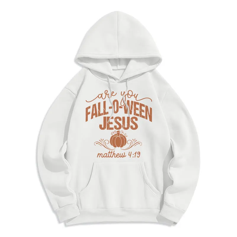 Christianartworkshop Fall for Jesus Pumpkin Faith Fleece Lined Polyester Hoodie sold by Christian Art Workshop product image thumbnail 3