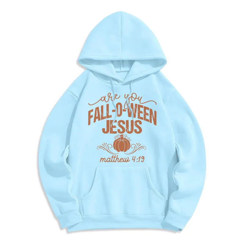Christianartworkshop Fall for Jesus Pumpkin Faith Fleece Lined Polyester Hoodie sold by Christian Art Workshop