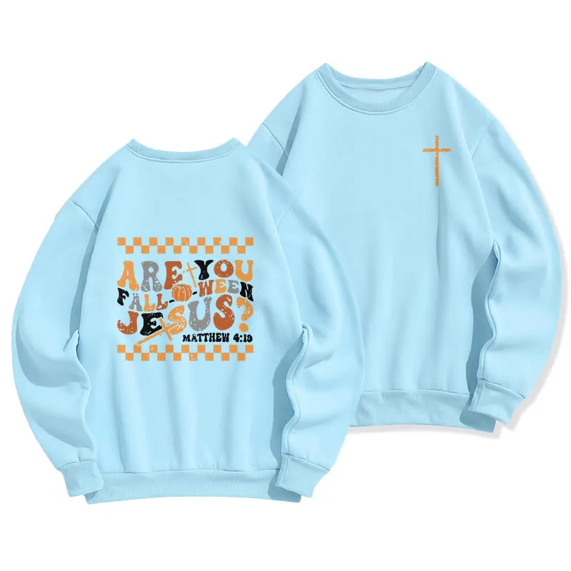 Christianartworkshop Follow Jesus This Fall Matthew 419 Fleece Lined Polyester Sweatshirt sold by Christian Art Workshop product image thumbnail 3