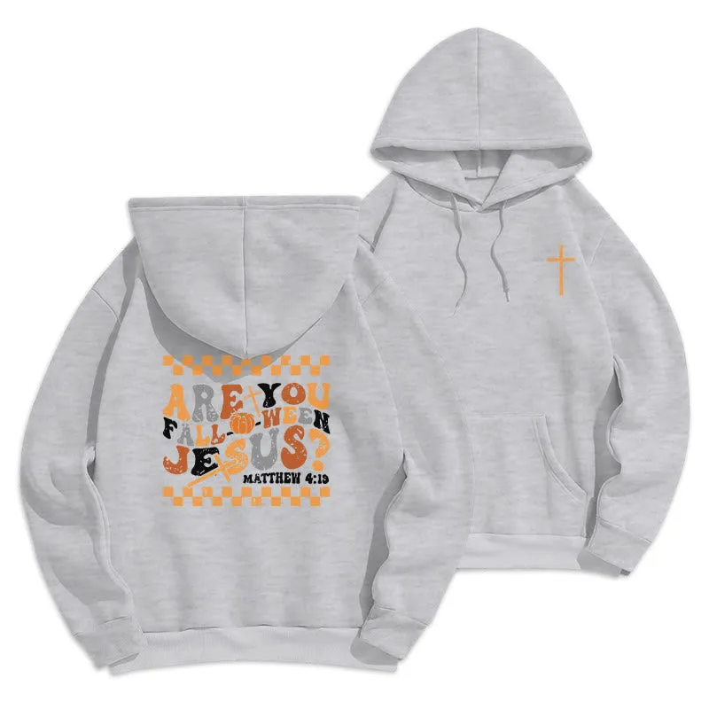 Christianartworkshop Follow Jesus This Fall Matthew 419 Fleece Lined Polyester Hoodie sold by Christian Art Workshop