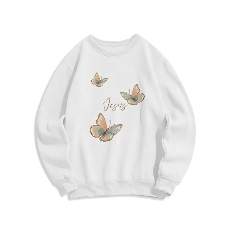 Christianartworkshop Gentle Style Butterfly Whisper of Jesus Fleece Lined Polyester Sweatshirt sold by Christian Art Workshop product image thumbnail 3