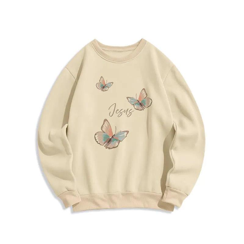 Christianartworkshop Gentle Style Butterfly Whisper of Jesus Fleece Lined Polyester Sweatshirt sold by Christian Art Workshop product image thumbnail 4