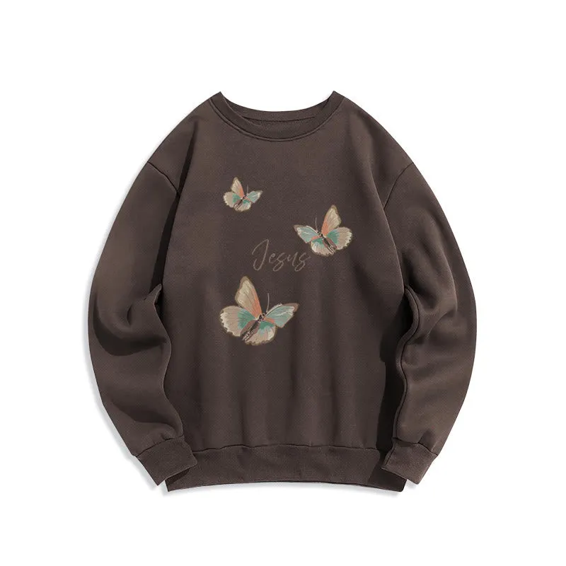 Christianartworkshop Gentle Style Butterfly Whisper of Jesus Fleece Lined Polyester Sweatshirt sold by Christian Art Workshop product image thumbnail 5