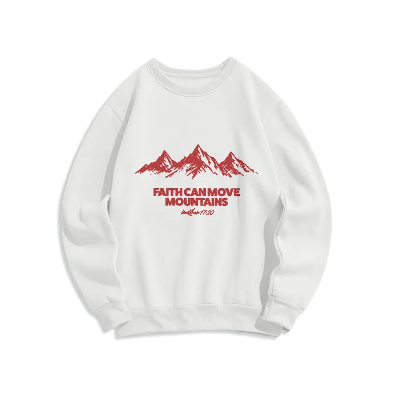 Christianartworkshop Faith Can Move Mountains Biblical Inspirational Fleece Lined Polyester Sweatshirt sold by Christian Art Workshop