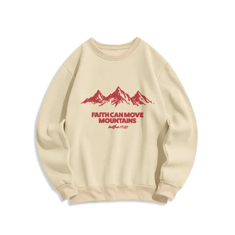 Christianartworkshop Faith Can Move Mountains Biblical Inspirational Fleece Lined Polyester Sweatshirt sold by Christian Art Workshop product image thumbnail 3