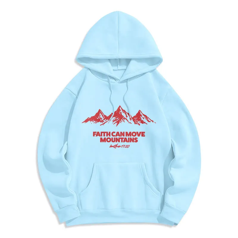 Christianartworkshop Faith Can Move Mountains Biblical Inspirational Fleece Lined Polyester Hoodie sold by Christian Art Workshop product image thumbnail 5