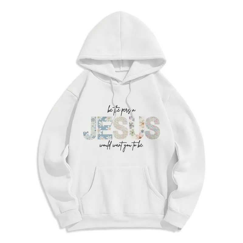Christianartworkshop Floral Faith Jesus-Centered Fleece Lined Polyester Hoodie sold by Christian Art Workshop