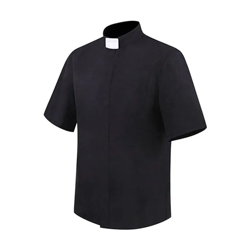 Christianartworkshop Modern Unisex Clergy Shirt with White Tab Collar: Elegant Black Faithwear sold by Christian Art Workshop product image thumbnail 5