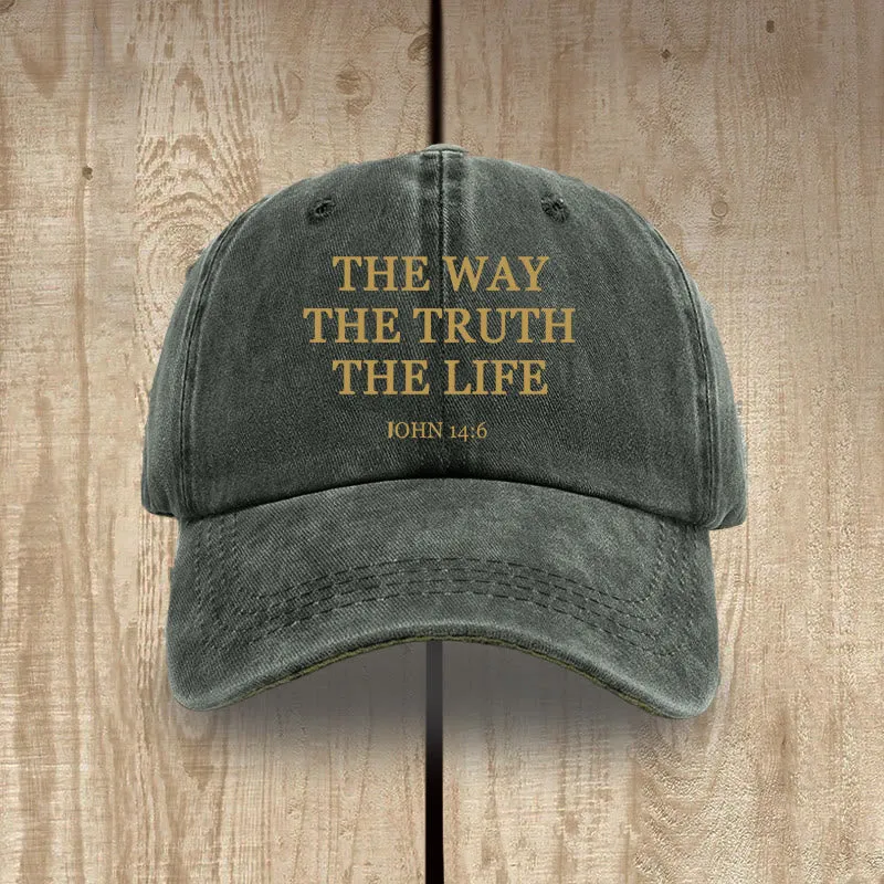 Christianartworkshop The Way The Truth The Life Bible Verse Washed Cotton Hat sold by Christian Art Workshop