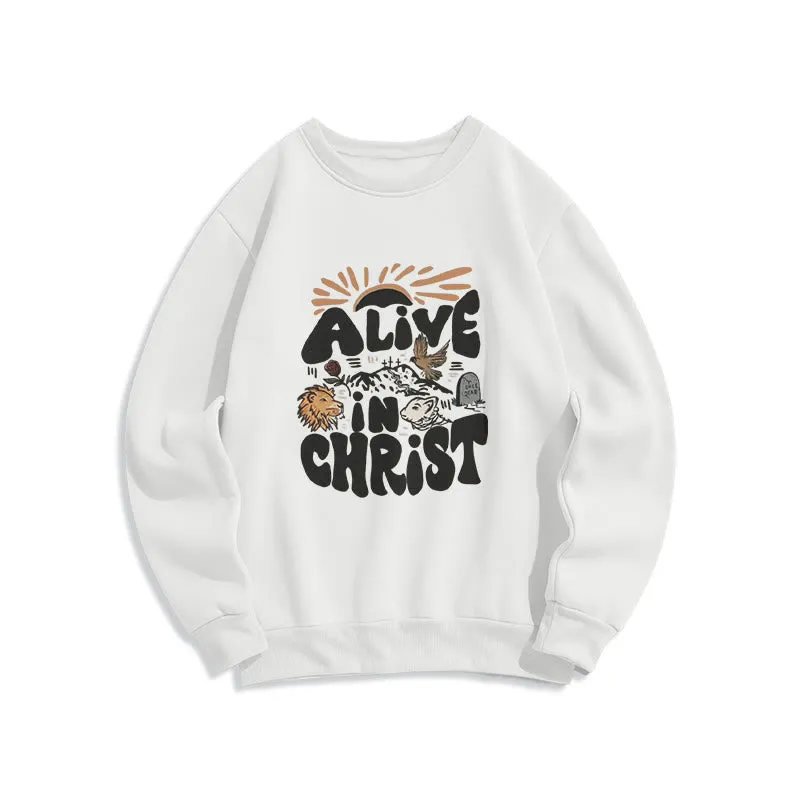 Christianartworkshop Alive in Christ Resurrection Fleece Lined Polyester Sweatshirt sold by Christian Art Workshop product image thumbnail 3