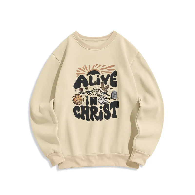 Christianartworkshop Alive in Christ Resurrection Fleece Lined Polyester Sweatshirt sold by Christian Art Workshop product image thumbnail 4