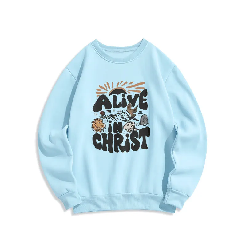 Christianartworkshop Alive in Christ Resurrection Fleece Lined Polyester Sweatshirt sold by Christian Art Workshop product image thumbnail 5