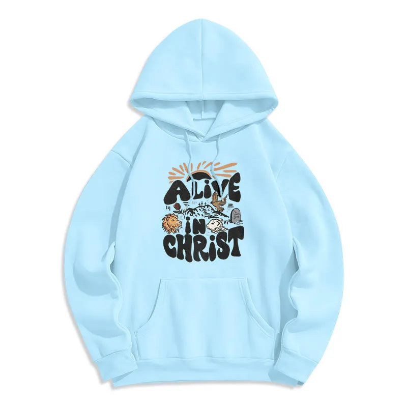 Christianartworkshop Alive in Christ Resurrection Fleece Lined Polyester Hoodie sold by Christian Art Workshop product image thumbnail 5
