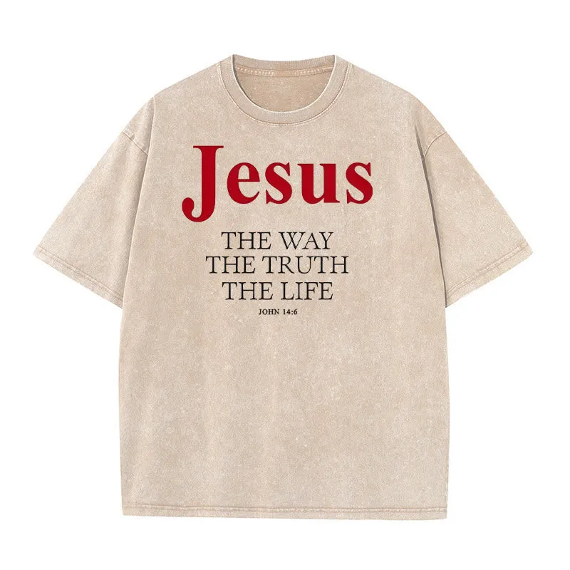 Christianartworkshop Jesus The Way The Truth The Life Unisex Washed T - Shirt sold by Christian Art Workshop