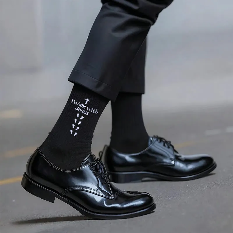 Christianartworkshop Two - Color Walk with Jesus Statement Unisex Socks sold by Christian Art Workshop