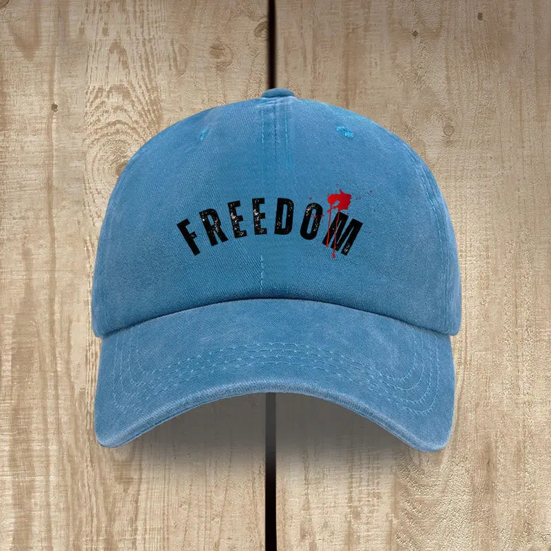 Christianartworkshop Vintage Washed Hat: Red Freedom Print Detail sold by Christian Art Workshop