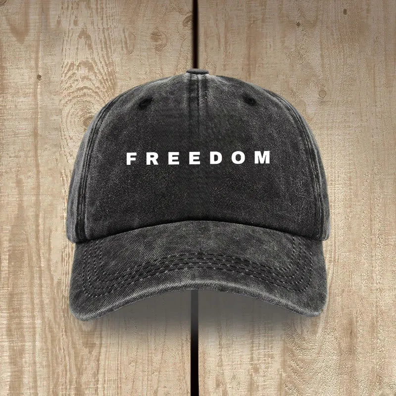 Christianartworkshop Multicolor Washed Cotton Hat with FREEDOM Print Lettering sold by Christian Art Workshop