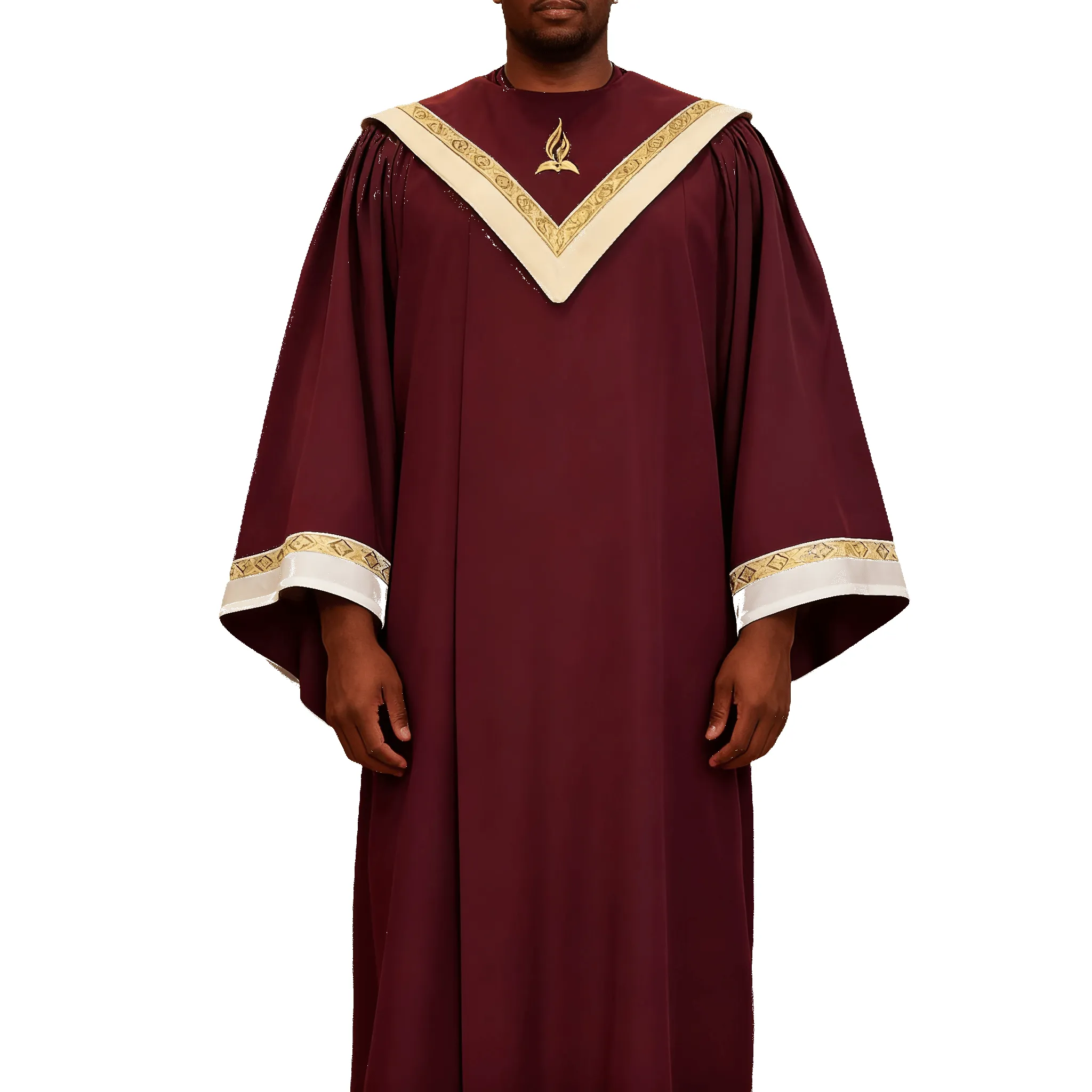 Christianartworkshop Burgundy Clergy Robe with Golden Holy Spirit Detail & V-Collar Design sold by Christian Art Workshop product image thumbnail 4