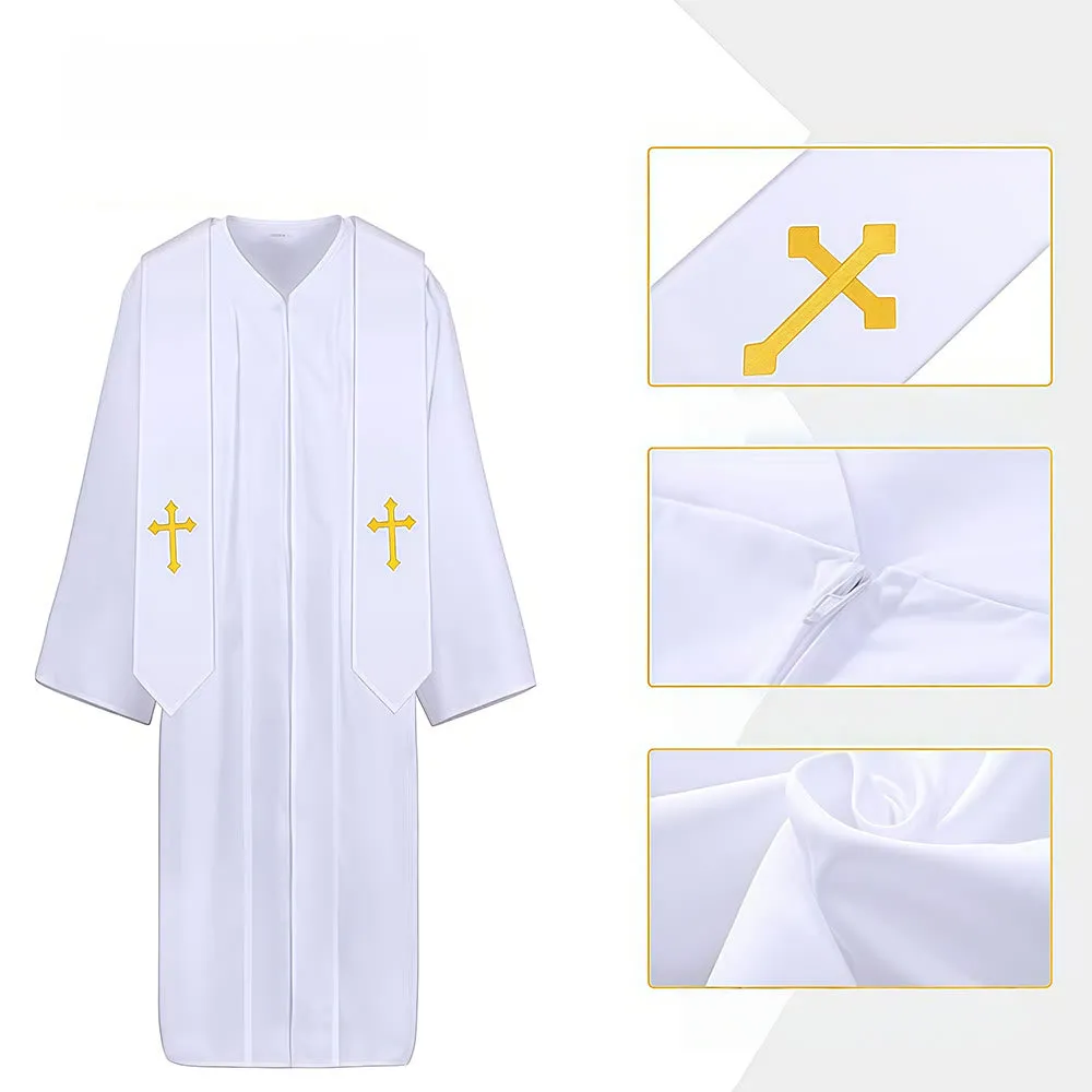 Christianartworkshop Elegant Black & White Clergy Robes: Golden Cross Detail sold by Christian Art Workshop product image thumbnail 3