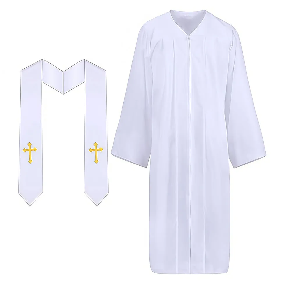 Christianartworkshop Elegant Black & White Clergy Robes: Golden Cross Detail sold by Christian Art Workshop product image thumbnail 4