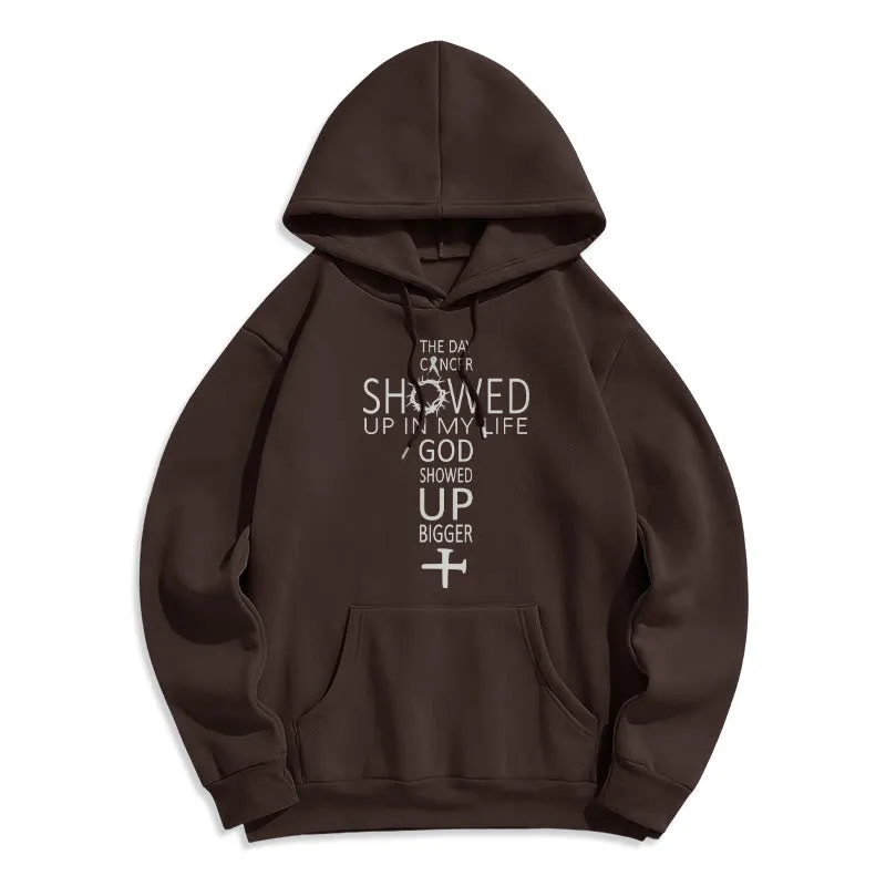 Christianartworkshop Faith - Driven God Showed Up Bigger Cancer Story Fleece Lined Polyester Hoodie sold by Christian Art Workshop product image thumbnail 5