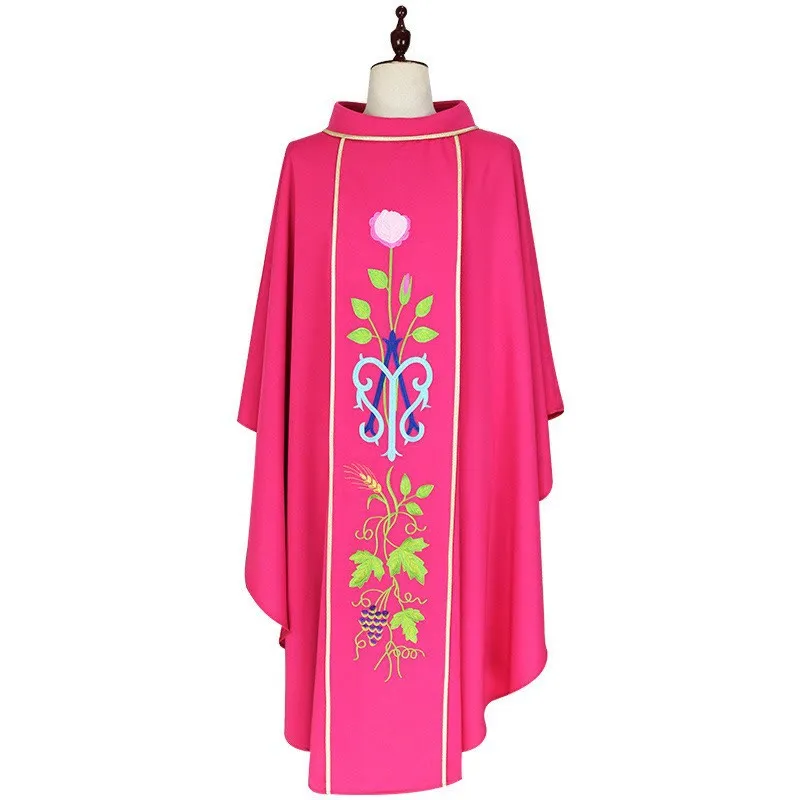 Christianartworkshop Pink Chasuble Featuring Rose, Grape & Wheat Designs made by Christian Art Workshop