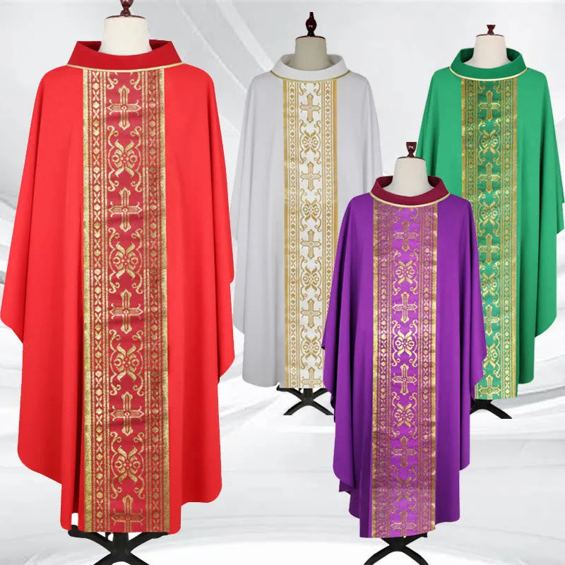 Christianartworkshop Assorted - Color Chasuble Set with Golden Cross & Ornate Bands made by Christian Art Workshop