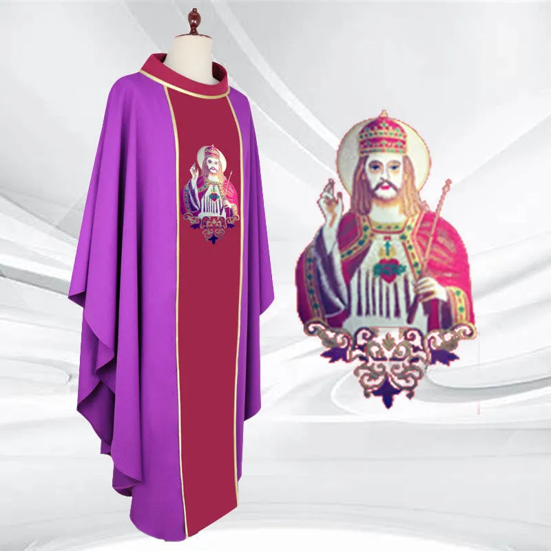 Christianartworkshop Gold - Trimmed Chasuble in Multiple Colors with Catholicism Figure sold by Christian Art Workshop