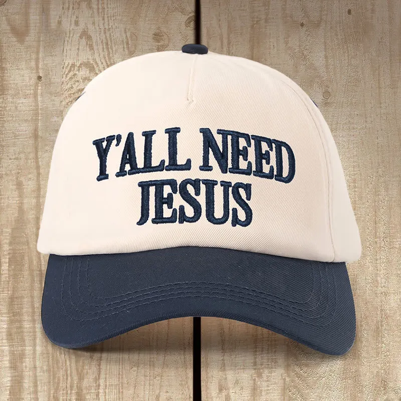 Christianartworkshop Y'ALL NEED JESUS Daily Color - Blocked Hat: Faith Reminder for Casual Moments sold by Christian Art Workshop product image thumbnail 5