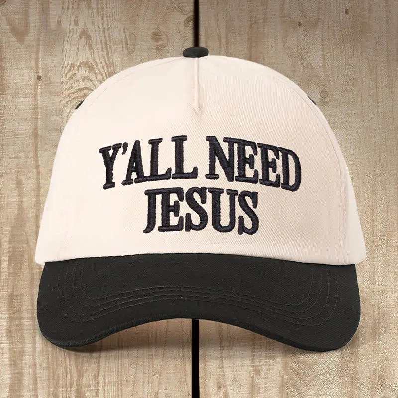 Christianartworkshop Y'ALL NEED JESUS Daily Color - Blocked Hat: Faith Reminder for Casual Moments sold by Christian Art Workshop product image thumbnail 2