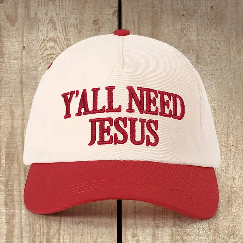 Christianartworkshop Y'ALL NEED JESUS Daily Color - Blocked Hat: Faith Reminder for Casual Moments sold by Christian Art Workshop product image thumbnail 4
