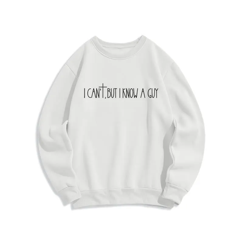 Christianartworkshop I Can't, But I Know A Guy with Cross Fleece Lined Polyester Sweatshirt sold by Christian Art Workshop product image thumbnail 3