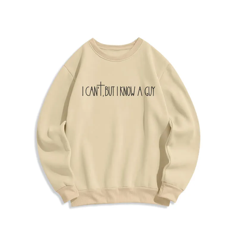 Christianartworkshop I Can't, But I Know A Guy with Cross Fleece Lined Polyester Sweatshirt sold by Christian Art Workshop product image thumbnail 4