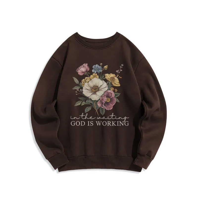 Christianartworkshop Daily Devotion Vintage Floral & Faith Slogan Fleece Lined Polyester Sweatshirt sold by Christian Art Workshop product image thumbnail 5