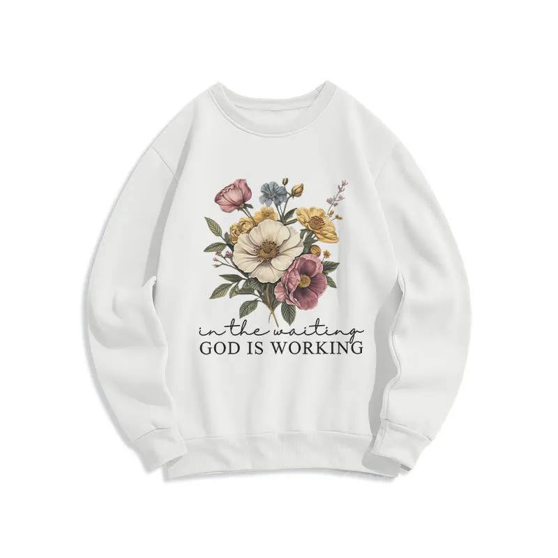 Christianartworkshop Daily Devotion Vintage Floral & Faith Slogan Fleece Lined Polyester Sweatshirt sold by Christian Art Workshop product image thumbnail 3
