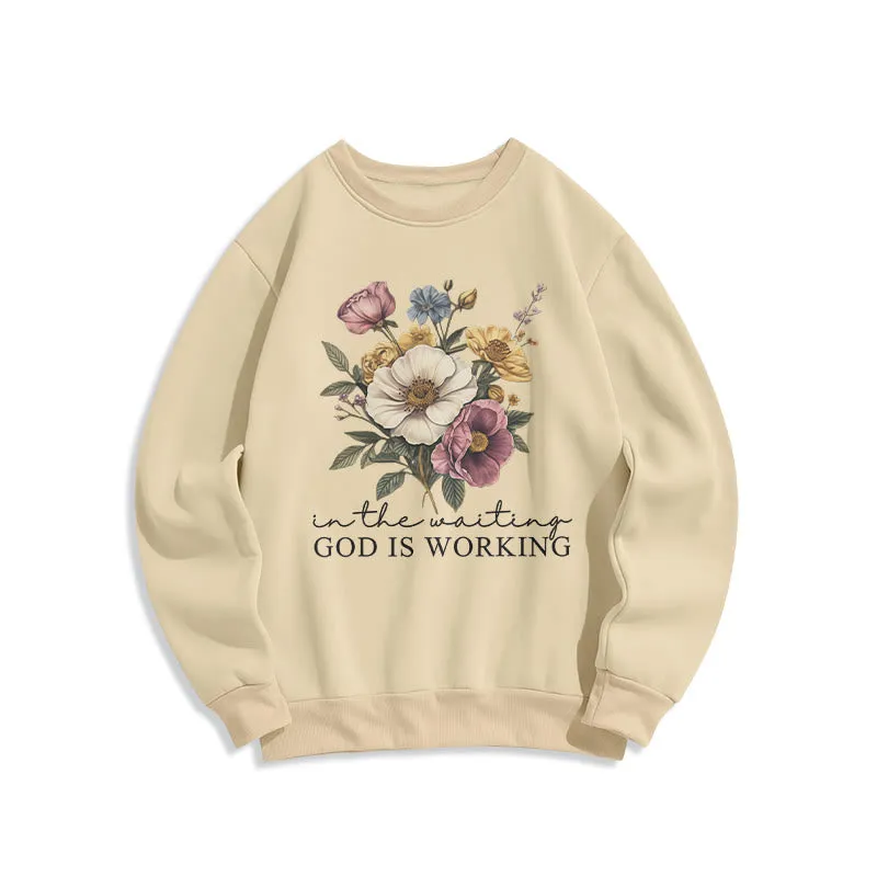 Christianartworkshop Daily Devotion Vintage Floral & Faith Slogan Fleece Lined Polyester Sweatshirt sold by Christian Art Workshop product image thumbnail 4