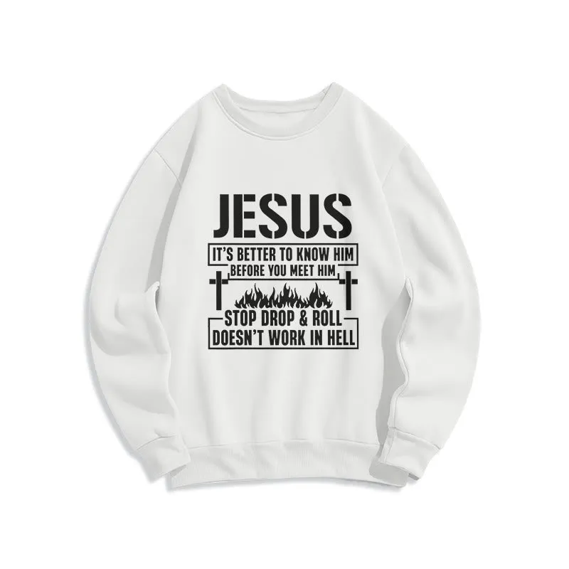 Christianartworkshop Jesus Cross & Flame Graphic with Faith Slogan Fleece Lined Polyester Sweatshirt sold by Christian Art Workshop product image thumbnail 3