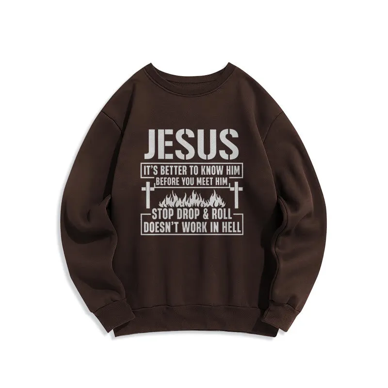 Christianartworkshop Jesus Cross & Flame Graphic with Faith Slogan Fleece Lined Polyester Sweatshirt sold by Christian Art Workshop product image thumbnail 4