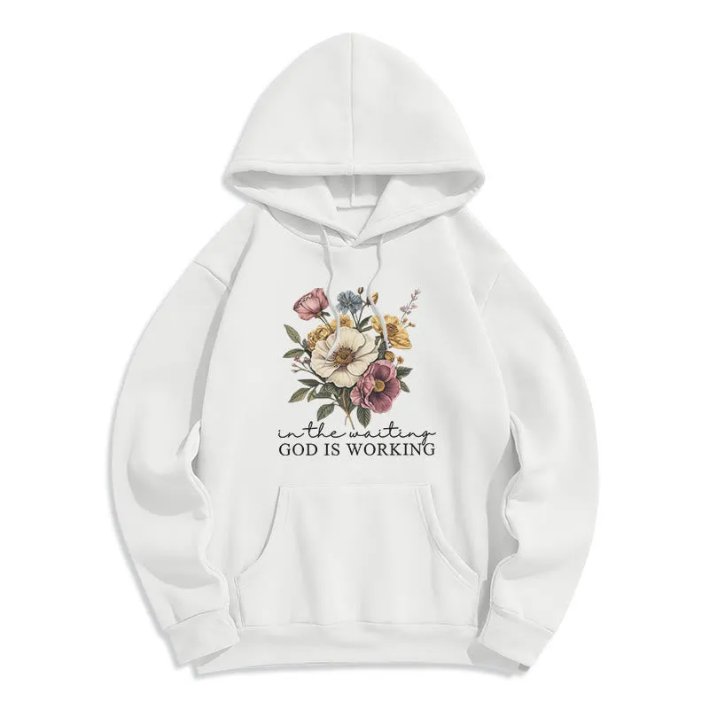 Christianartworkshop Daily Devotion Vintage Floral & Faith Slogan Fleece Lined Polyester Hoodie sold by Christian Art Workshop product image thumbnail 3