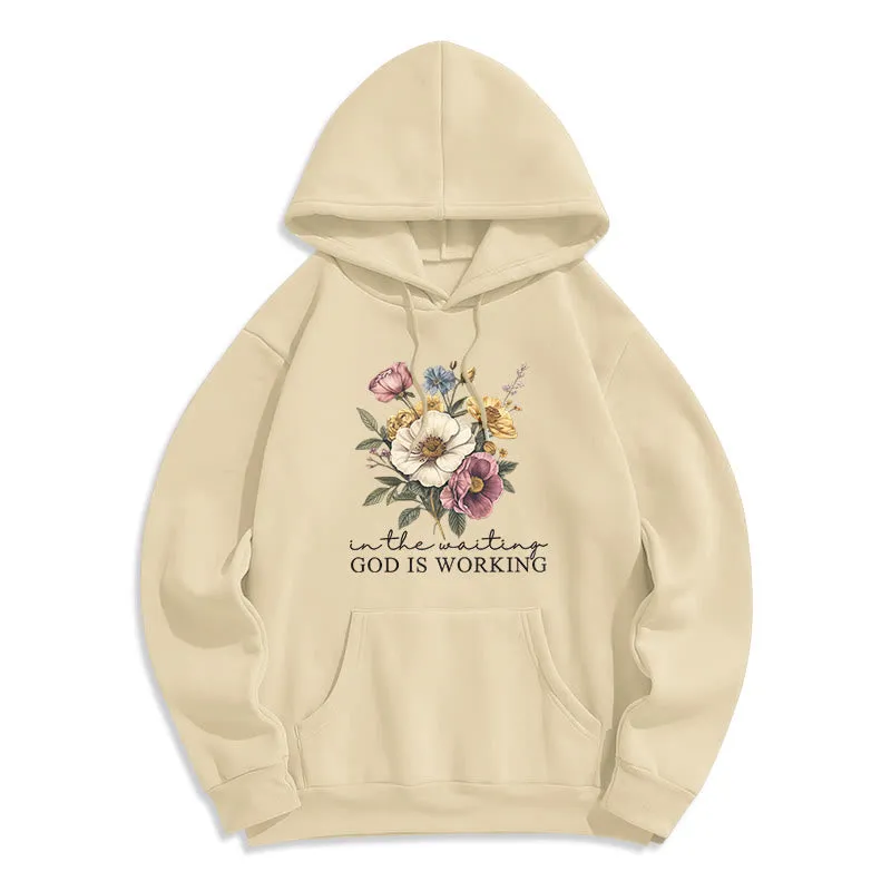 Christianartworkshop Daily Devotion Vintage Floral & Faith Slogan Fleece Lined Polyester Hoodie sold by Christian Art Workshop product image thumbnail 4