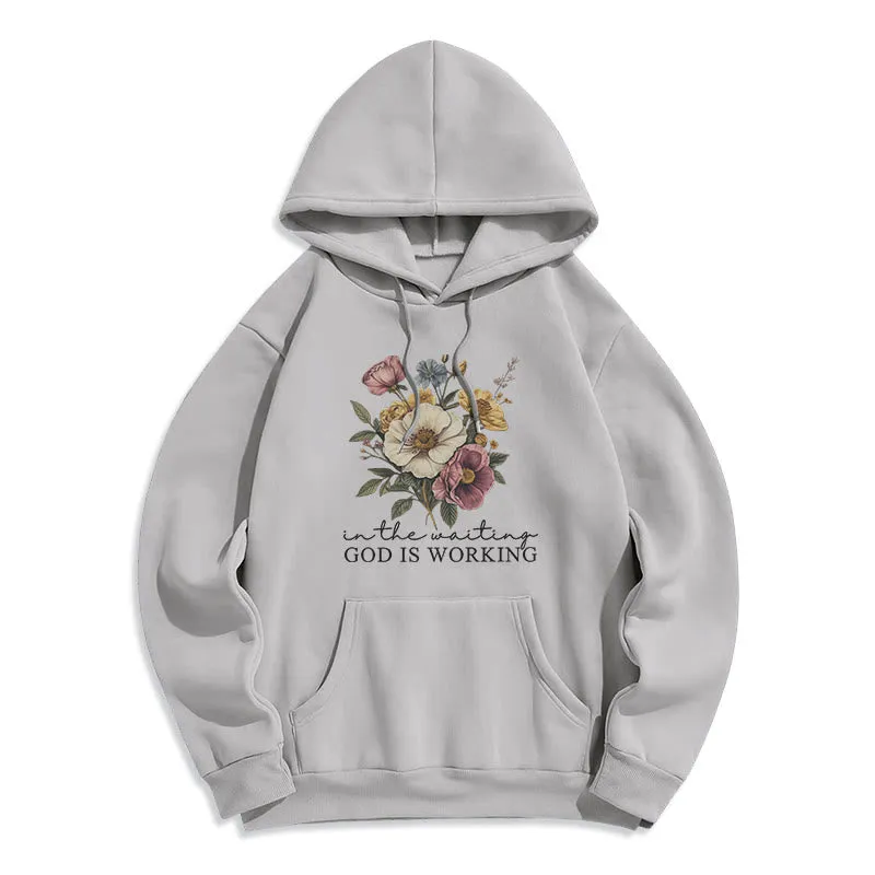 Christianartworkshop Daily Devotion Vintage Floral & Faith Slogan Fleece Lined Polyester Hoodie sold by Christian Art Workshop product image thumbnail 5