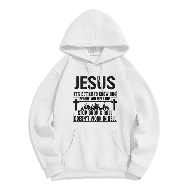 Christianartworkshop Jesus Cross & Flame Graphic with Faith Slogan Fleece Lined Polyester Hoodie sold by Christian Art Workshop product image thumbnail 3