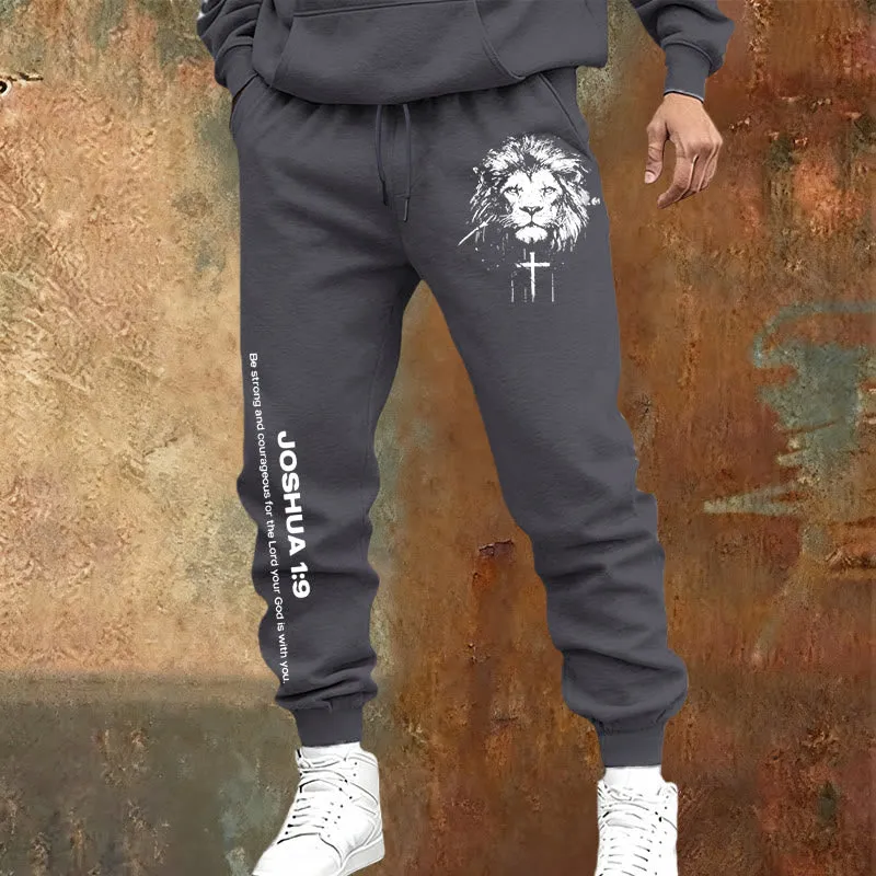 Christianartworkshop Lion of Judah Sweatpants: Joshua 1:9 Verse in Charcoal sold by Christian Art Workshop product image thumbnail 2