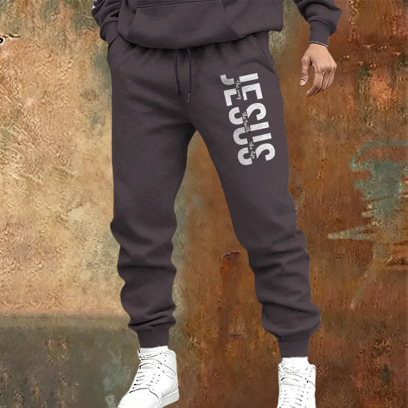 Christianartworkshop Layered Jesus Script Sweatpants: Daily Wear with Devotional Identity sold by Christian Art Workshop product image thumbnail 2