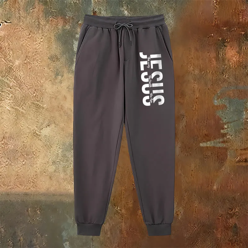 Christianartworkshop Layered Jesus Script Sweatpants: Daily Wear with Devotional Identity sold by Christian Art Workshop product image thumbnail 3