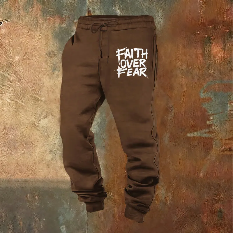Christianartworkshop Faith Over Fear Sweatpants: Daily Wear with Spiritual Courage sold by Christian Art Workshop