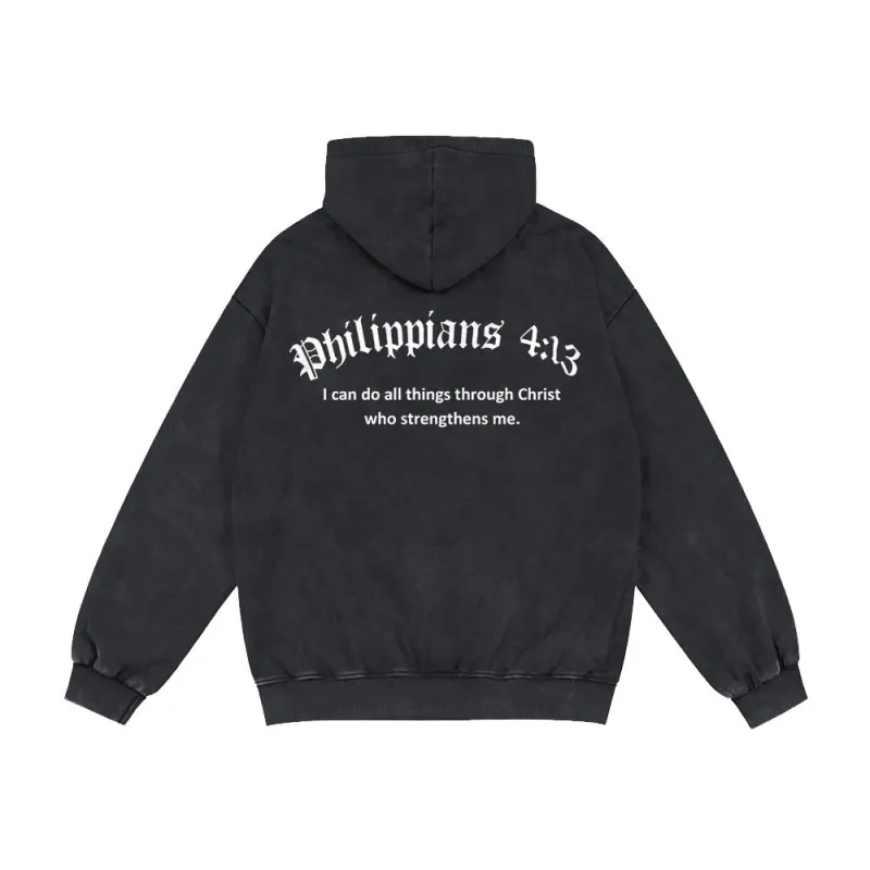 Christianartworkshop Philippians 4:13 Zip-Up Hooded Jacket: Faith Gift with Strength Message sold by Christian Art Workshop