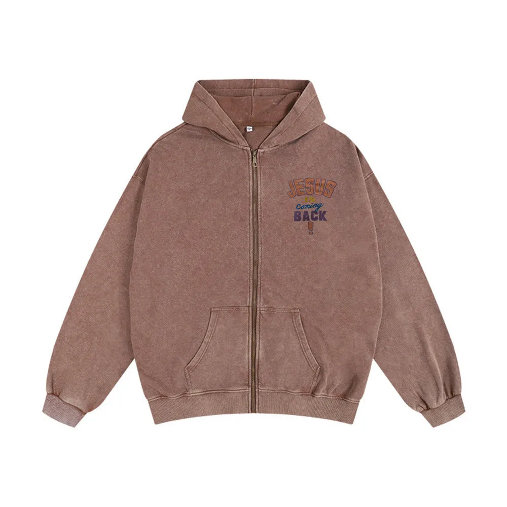 Christianartworkshop Jesus Is Coming Back Zip-Up Hooded Jacket: Faithful Hope for Daily Wear sold by Christian Art Workshop product image thumbnail 5